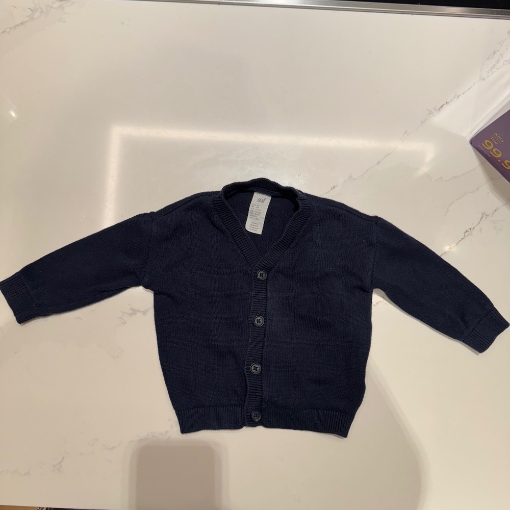 100% Cotton Navy H&M Unisex Sweater for 4 to 6 Months